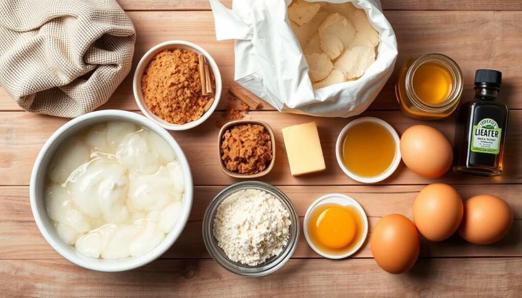 Sourdough cinnamon rolls ingredients, fermented dough