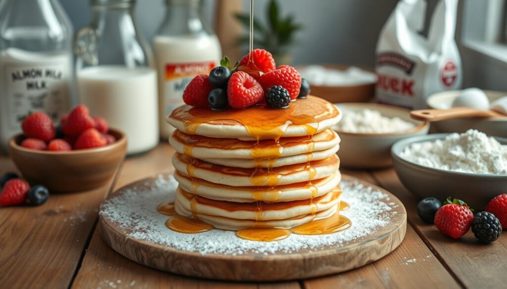 milk alternative pancakes, dairy-free pancakes, eggless pancake mix, 