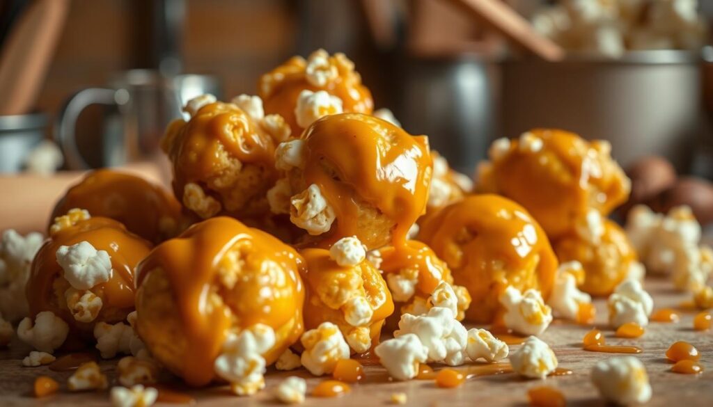 Homemade Caramel Popcorn Balls, holiday treats