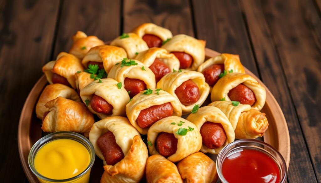 Little Smokies Pigs in a Blanket, cocktail sausages, tailgating treats