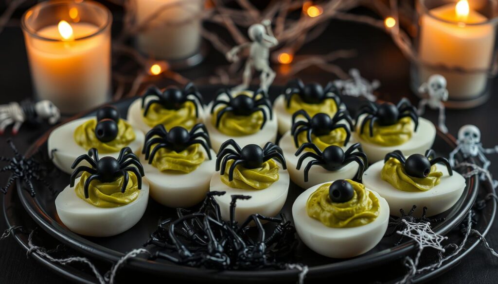 Spooky Deviled Eggs, creepy culinary treats, eerie egg delights