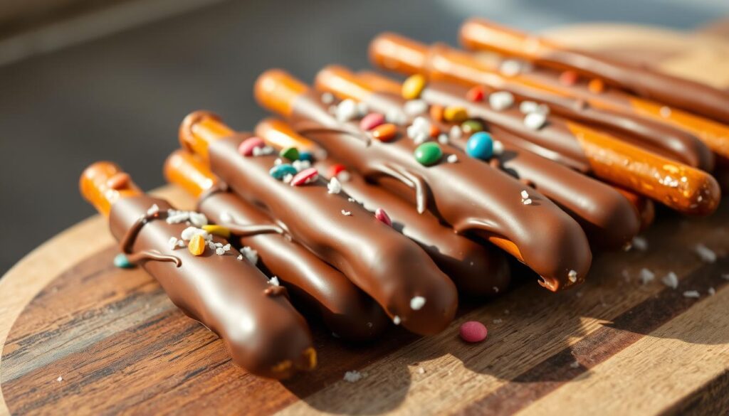 chocolate dipped pretzels, salty-sweet snacks